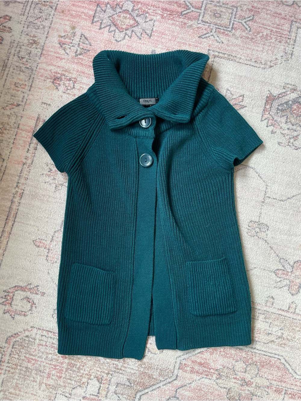 ONLY Teal Button Cozy Cottagecore Knit Cardigan Womens XS